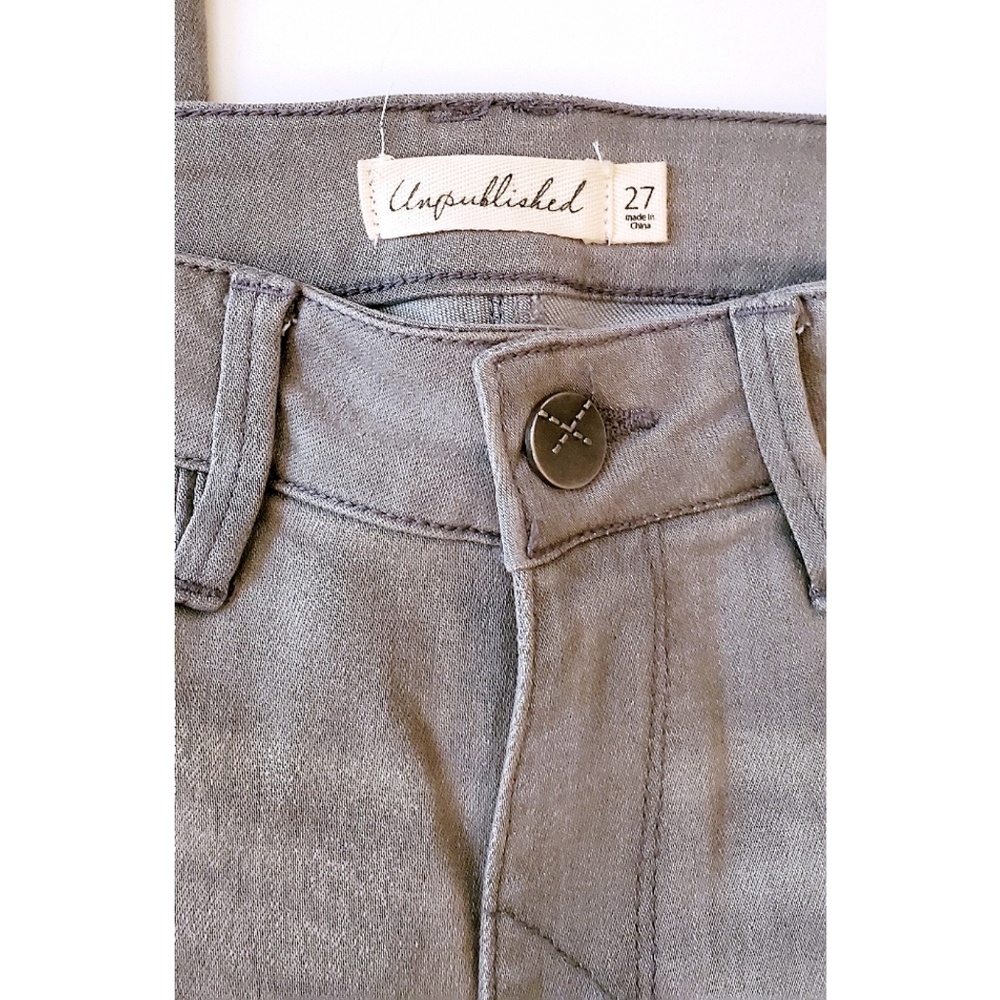 NWOT Unpublished Gray Ripped Raw Hem Jeggings 27 - Picture 5 of 7